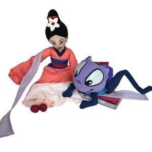 Disney Store Mulan Beanbag Plush Princess Traditional Pink Toy Anime Cartoon
